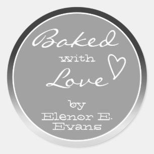 Pegatina Redonda Marco de gradiencia Ombre de acero gris horneado c