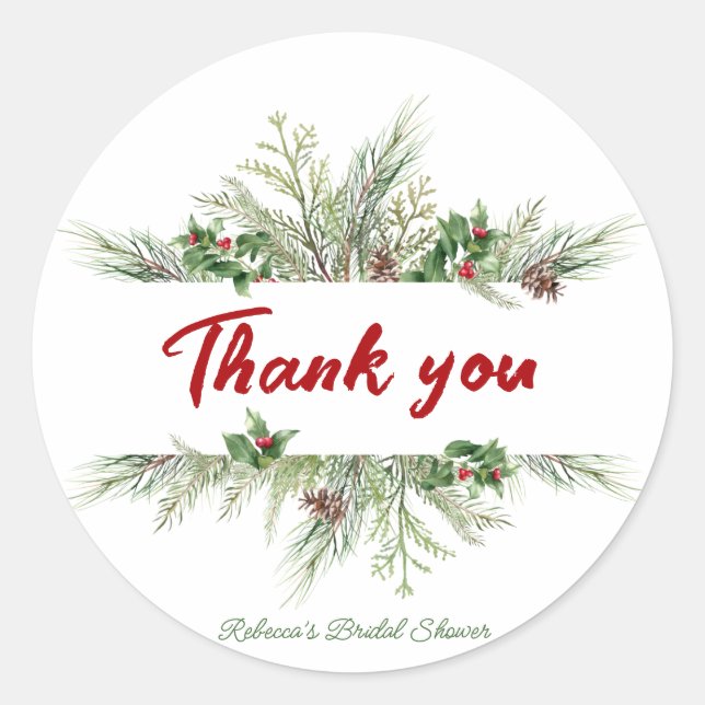 Pegatina Redonda Marco de invierno Corona de invierno Despedida de  (Anverso)