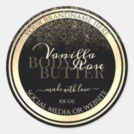 Pegatina Redonda Marco de oro para el embalaje del producto negro d