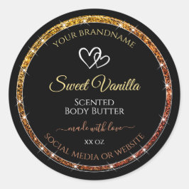 Pegatina Redonda Marco de Purpurina de gradiente dorado Etiquetas d