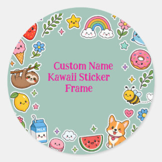 Pegatina Redonda Marco de Sticker Personalizado Kawaii