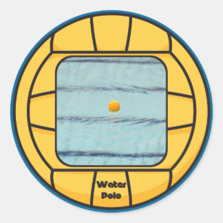 Pegatina Redonda Marco de waterpolo (¡agrega tu propia foto!)