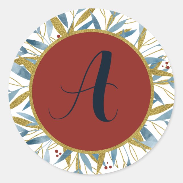 Pegatina Redonda Marco dorado de ramas redondeado por personalizado (Anverso)