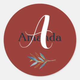 Pegatina Redonda Marco dorado redondeado personalizado con ramas