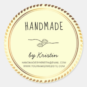 Pegatina Redonda Marco dorado rubio hecho a mano