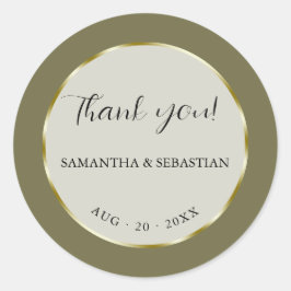 Pegatina Redonda Marco dorado verde caqui