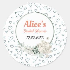 Pegatina Redonda Marco floral moderno personalizado para fiesta de 