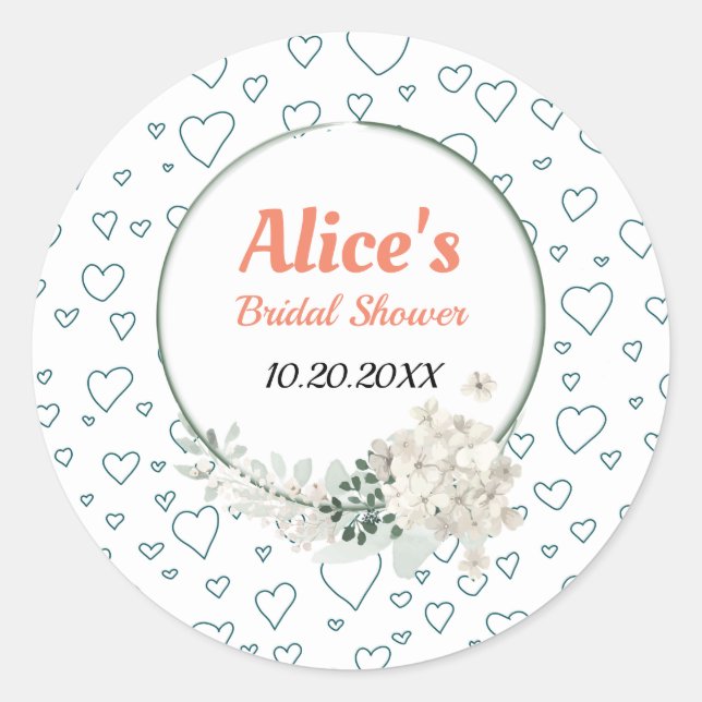 Pegatina Redonda Marco floral moderno personalizado para fiesta de  (Anverso)