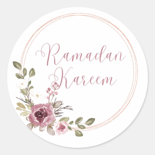 Pegatina Redonda Marco floral Ramadan Kareem Ramadan Pegatinas (Anverso)