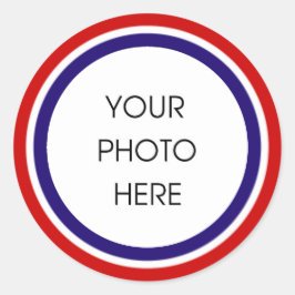 Pegatina Redonda Marco fotográfico rojo blanco y azul