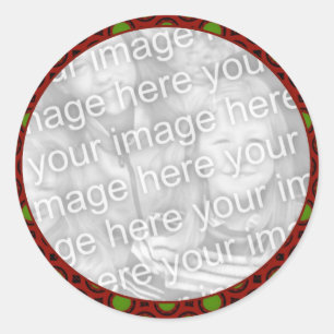 Pegatina Redonda marco fotográfico rojo verde