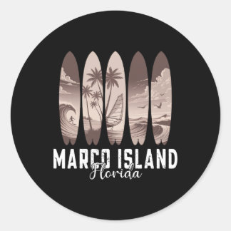 Pegatina Redonda Marco Island Beach Florida Surfboard Men Women Sur
