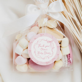 Pegatina Redonda Marco ondulado de color rosa con la mano dibujado