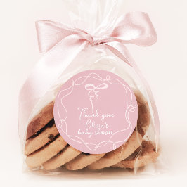 Pegatina Redonda Marco ondulado rosado marco ondulado elegante duch