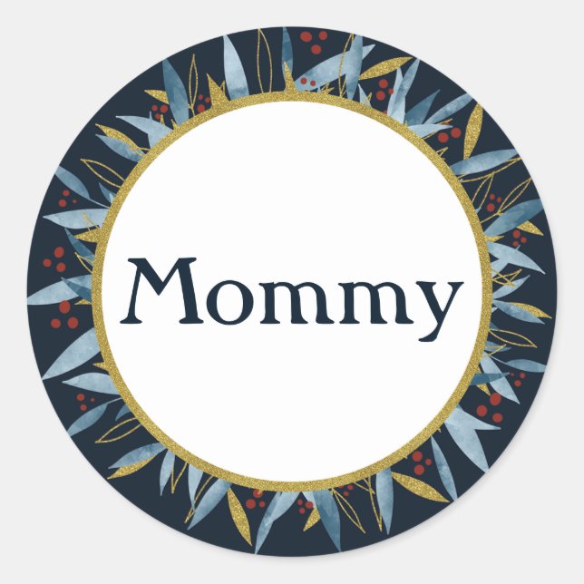 Pegatina Redonda Marco redondeado de mami personalizado con ramific (Anverso)