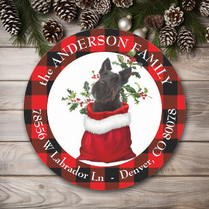 Pegatina Redonda Marco revestido de perro negro escocés