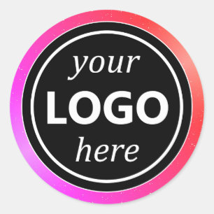 Pegatina Redonda Marco rosa brillante de lujo Añadir plantilla de l