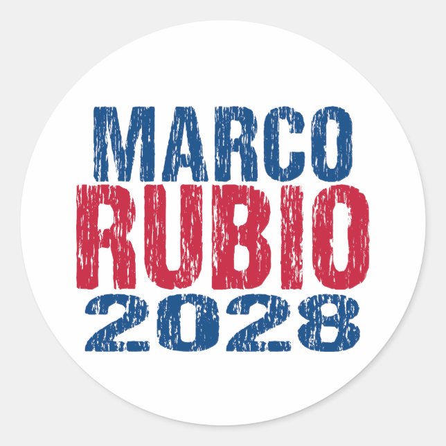 Pegatina Redonda Marco Rubio 2028 (dis) (Anverso)