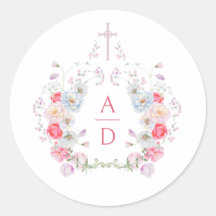 Marcos de Flores Rosadas Monogramas de Boda Religi