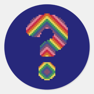 Pegatina Redonda Marcos de preguntas del arco iris