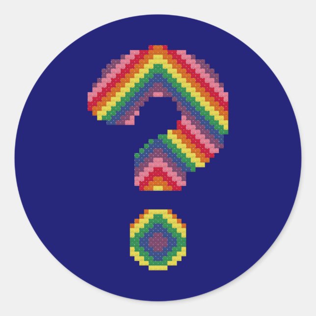 Pegatina Redonda Marcos de preguntas del arco iris (Anverso)