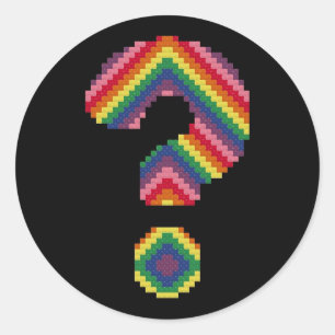 Pegatina Redonda Marcos de preguntas del arco iris