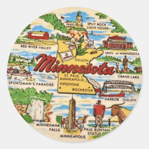 Pegatina Redonda Marcos históricos de Minnesota