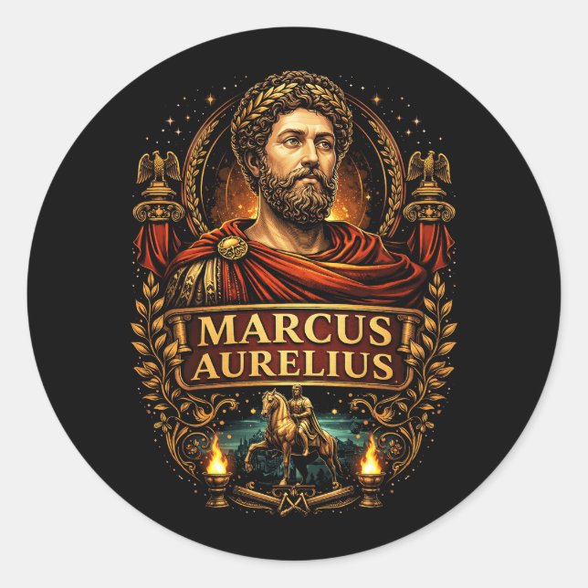 Pegatina Redonda Marcus Aurelius (Anverso)