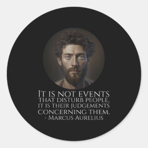 Pegatina Redonda Marcus Aurelius - Filosofía romana antigua Q