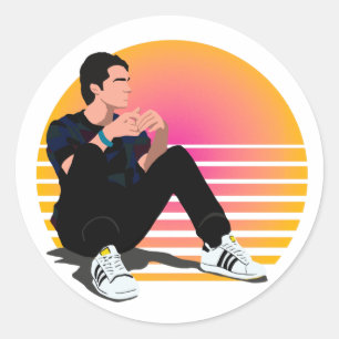 Pegatina Redonda Marcus Baker retro vibe 90