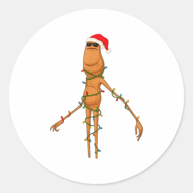 Pegatina Redonda Marcus The Worm, Funny Christmas Lights  (Anverso)