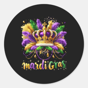 Pegatina Redonda Mardi Gras 2025 Jester Set Niños Chicas Hombres