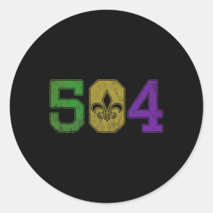 Pegatina Redonda Mardi Gras 504 T Shirt Nola Nueva Orleans Louisian
