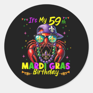 Pegatina Redonda Mardi Gras 59º cumpleaños Grasa Martes 59 años