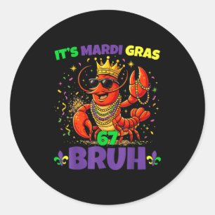 Pegatina Redonda Mardi gras 67 hermano cangrejo de río seis siete m