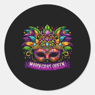 Pegatina Redonda Mardi Gras Chicas de ropa de cama reina Mardi