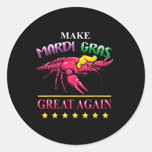 Pegatina Redonda Mardi Gras Crawfish Trump Republicano Nueva Orlean