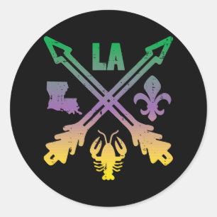 Pegatina Redonda Mardi Gras Cross Arfila La Crawfish Louisiana Men