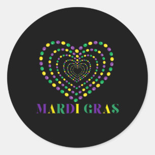 Pegatina Redonda Mardi Gras cuentas Chicas Fiesta del Carnaval