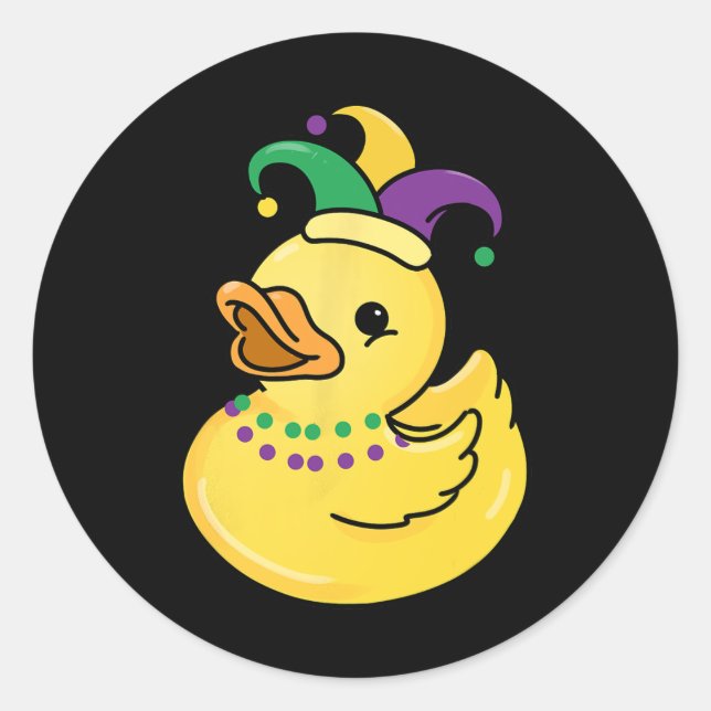 Pegatina Redonda Mardi Gras Duck (Anverso)