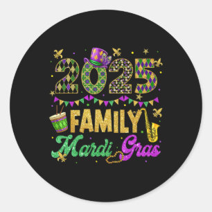 Pegatina Redonda Mardi Gras Familia 2025 Martes Grasa Matanza Famil