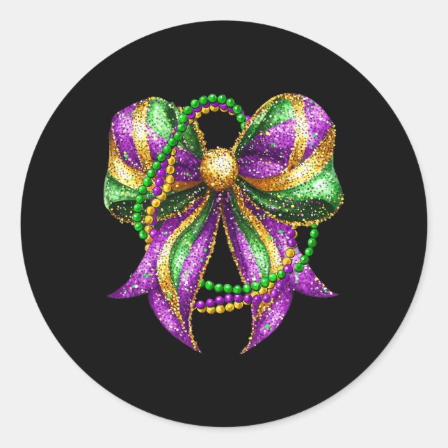 Pegatina Redonda Mardi Gras Festival New Orleans Fleur De Lis Coque (Anverso)
