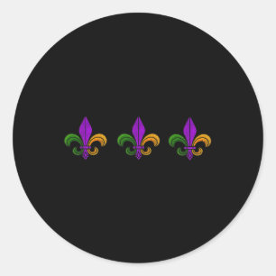 Pegatina Redonda Mardi Gras Fleur De Lis Nola New Orleans Y Louis