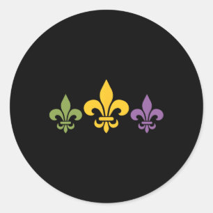 Pegatina Redonda Mardi Gras Fleur Gracioso Cute Retro Mardi Gras Fe