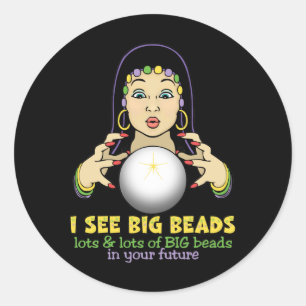Pegatina Redonda Mardi Gras Fortune Teller