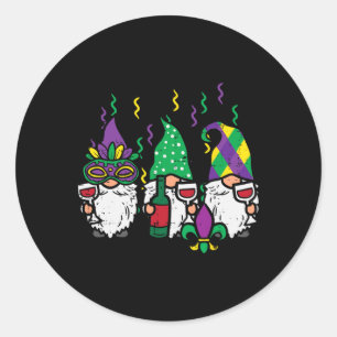 Pegatina Redonda Mardi Gras Gnomes Funny Outfit Gnomies Squad Tee W