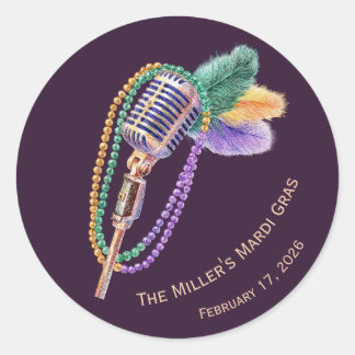 Pegatina Redonda Mardi Gras Jazz Microphone Custom Stickers