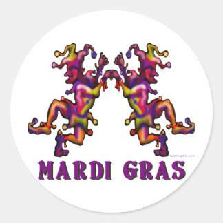 Pegatina Redonda Mardi Gras Jesters