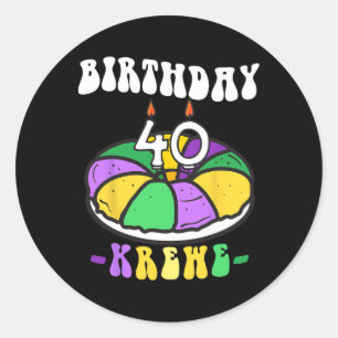 Pegatina Redonda Mardi Gras King Cake