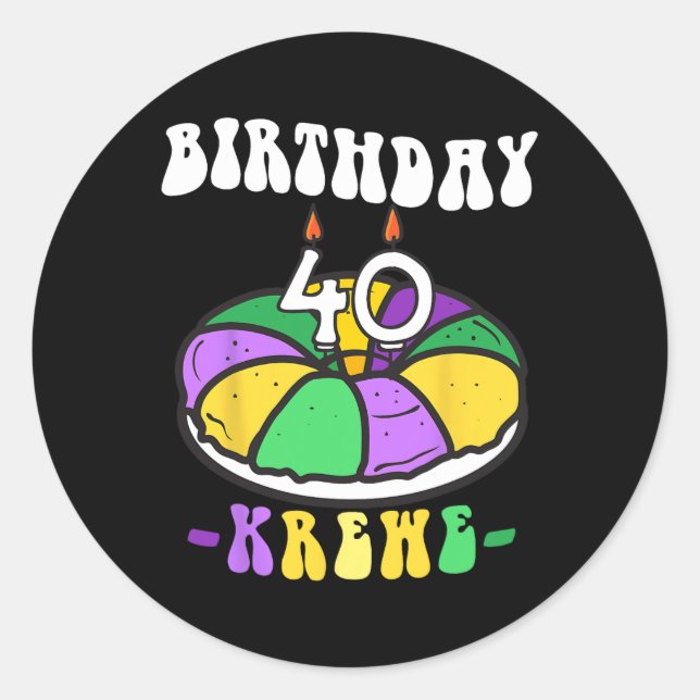 Pegatina Redonda Mardi Gras King Cake (Anverso)